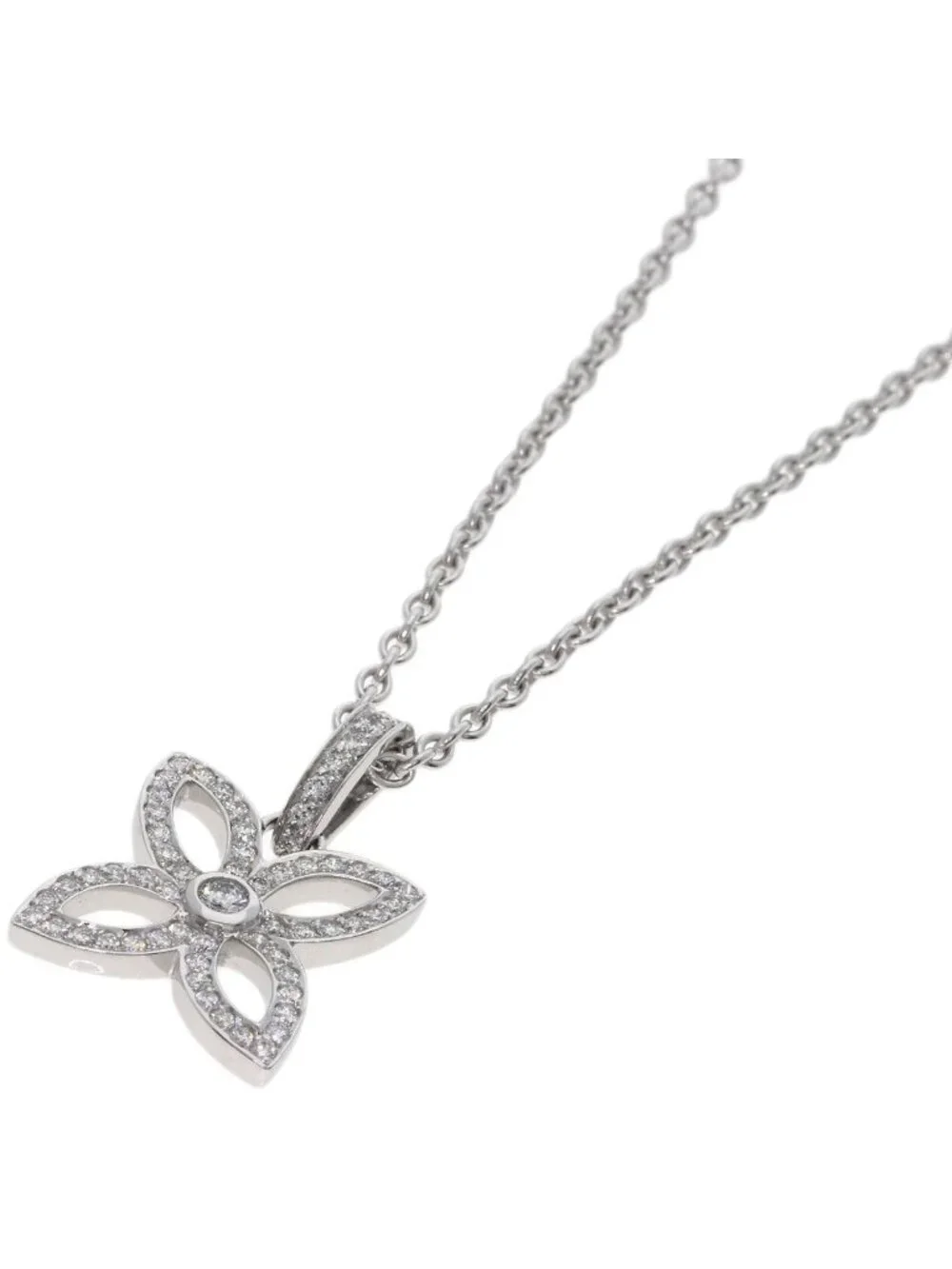 Louis Vuitton Pendentif Crackant Diamond Necklace 18k White Gold